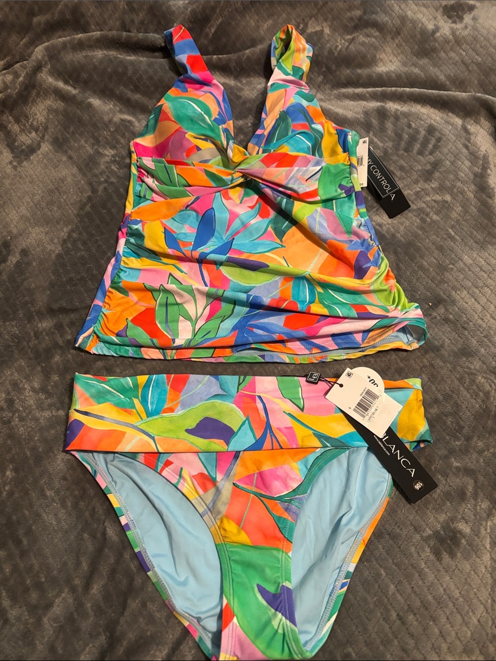 La Blanca Tropi-Flage Tankini Top & Hipster Bottoms